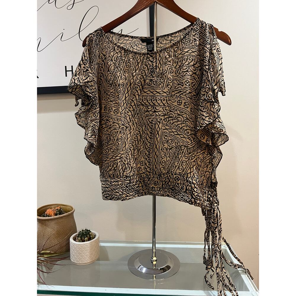 H&M Women’s Printed Side Tie Blouse – Size 6